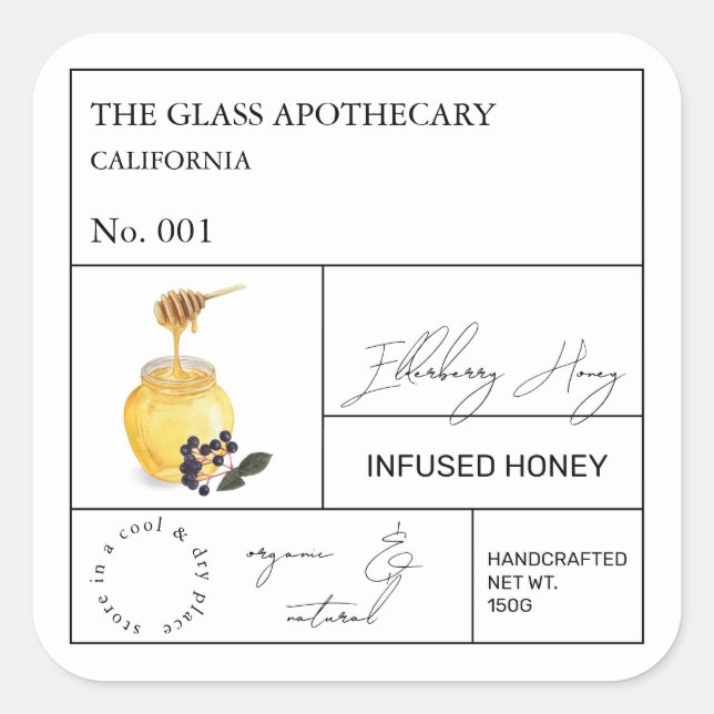 Apothecary Elderberry Infused Honey Label (Front)