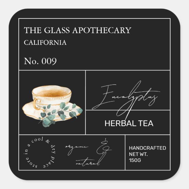 Apothecary Eucalyptus Herbal Tea  Label (Front)