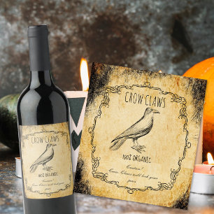 Apothecary halloween vintage Crow claws Wine Label