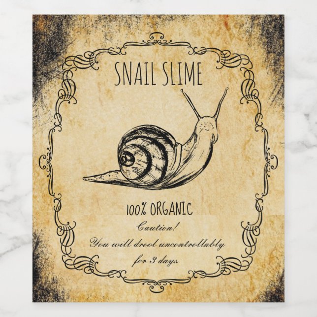 Apothecary halloween vintage snail slime wine label (Single Label)