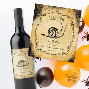Apothecary halloween vintage snail slime wine label