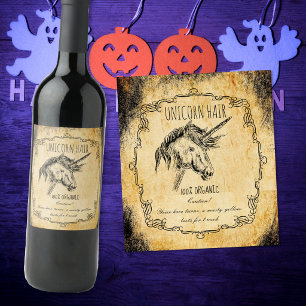 Apothecary halloween vintage unicorn hair wine label
