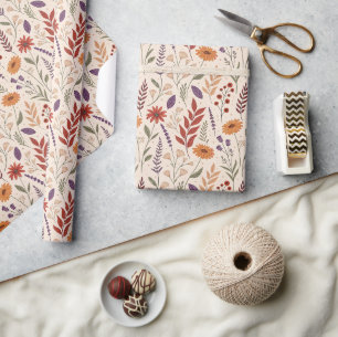 Apothecary Herbal Bloom Cream Pattern Wrapping Paper