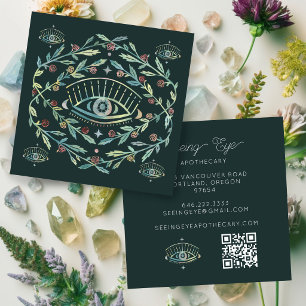 Apothecary Herbalist Mystical Eye Botanical QR Square Business Card