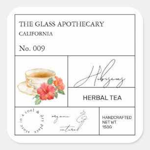 Apothecary Hibiscus Herbal Tea Label