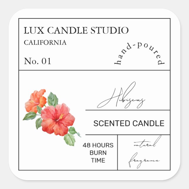 Apothecary Hibiscus Scented Candle Label (Front)