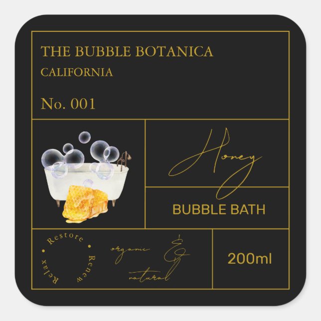 Apothecary Honey Bubble Bath Label (Front)