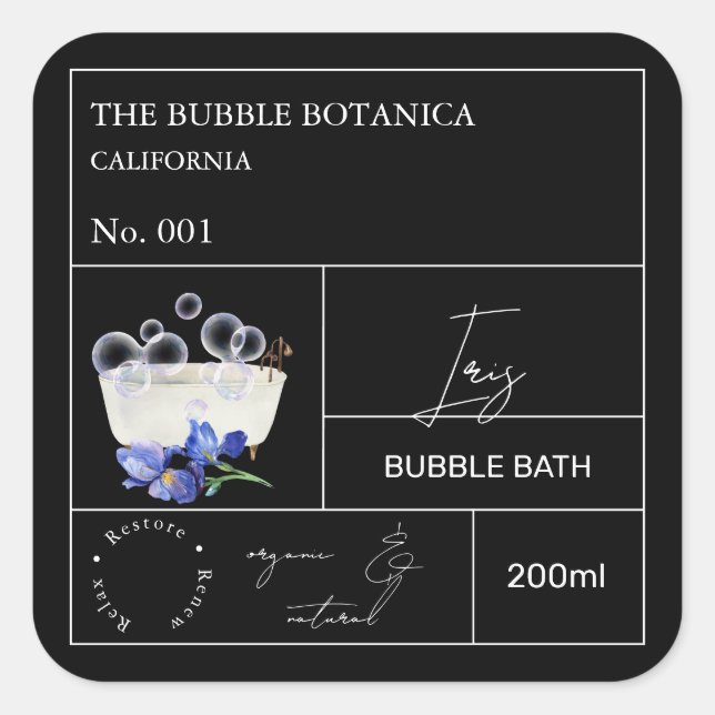Apothecary Iris Bubble Bath Label (Front)