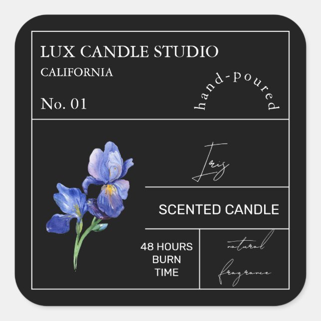 Apothecary Iris Scented Candle Label (Front)
