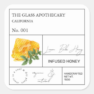 Apothecary Lemon Balm Infused Honey Label