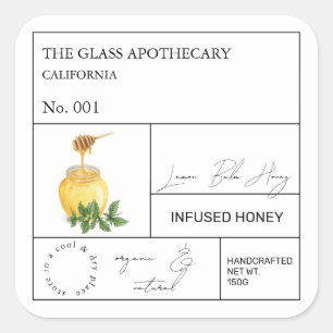 Apothecary Lemon Balm Infused Honey Label