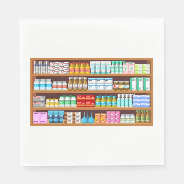 Apothecary Medicine Bottles and Supplies Pharmacy Napkin (Front)