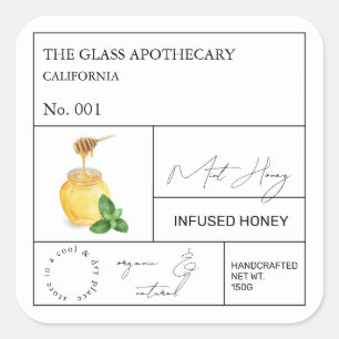 Apothecary Mint Infused Honey Label