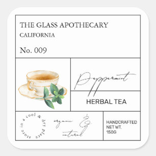 Apothecary Peppermint Herbal Tea  Label