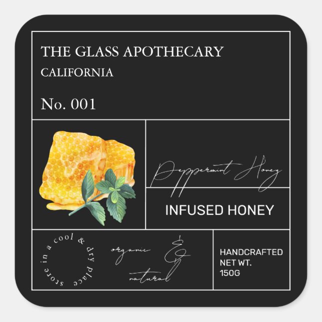 Apothecary Peppermint Infused Honey Label (Front)