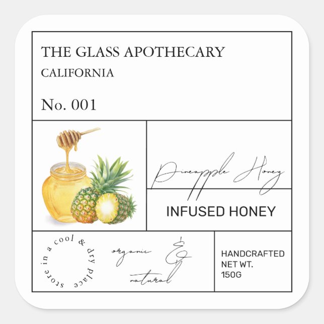Apothecary Pineapple Infused Honey Label (Front)