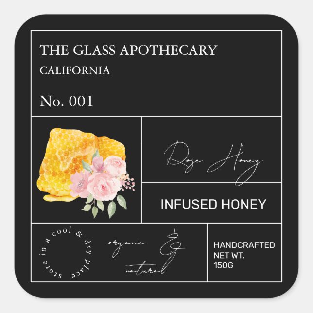 Apothecary Rose Infused Honey Label (Front)