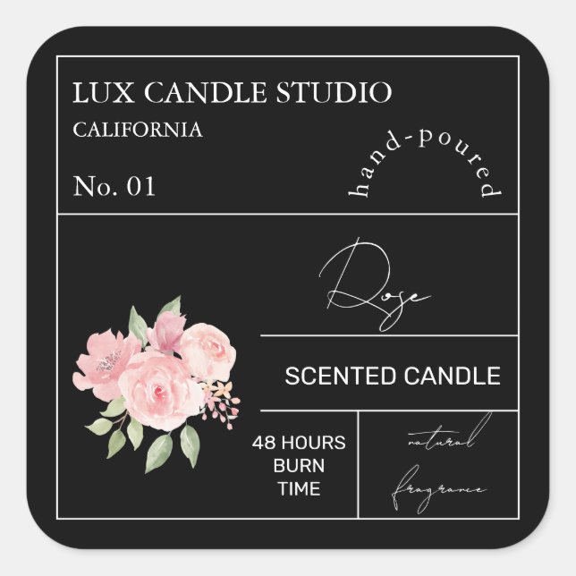 Apothecary Rose Scented Candle Label (Front)