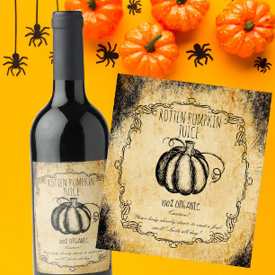 Apothecary Rotten Pumpkin Juice Vintage Halloween Wine Label