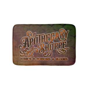 Apothecary Shoppe Halloween Gothic Sign Bath Mat