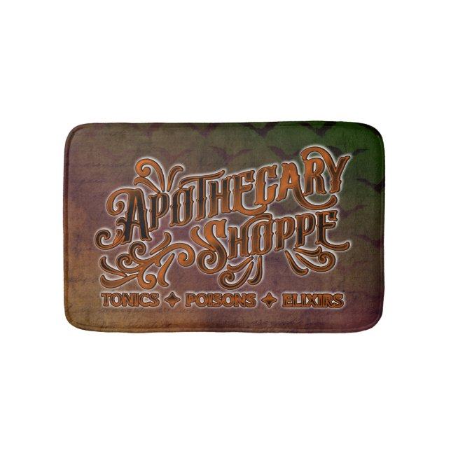 Apothecary Shoppe Halloween Gothic Sign Bath Mat (Front)