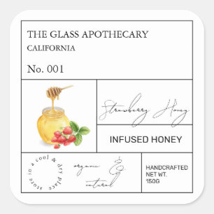 Apothecary Strawberry Infused Honey Label