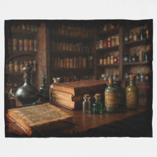 Apothecary Table Medieval Scene Fleece Blanket