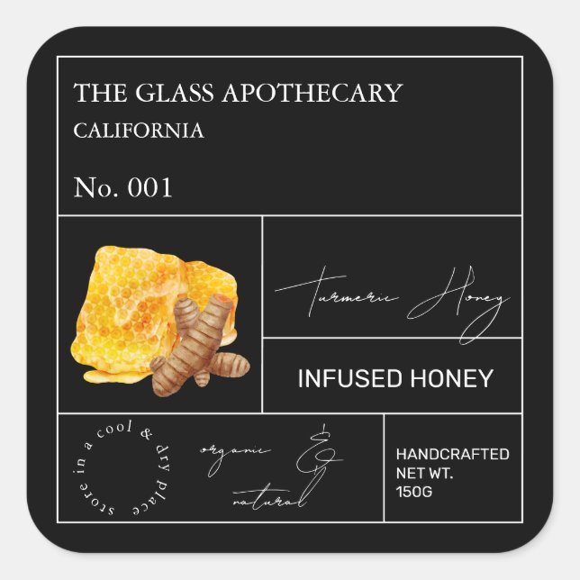 Apothecary Turmeric Infused Honey Label (Front)