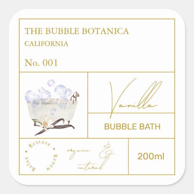 Apothecary Vanilla Bubble Bath Label (Front)