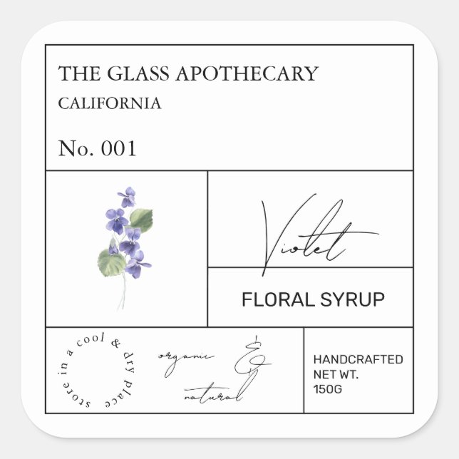 Apothecary Violet Flower Label (Front)