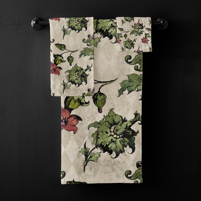 Apothecary Witch Plant | Steampunk Botanical Herbs Bath Towel Set (Creator Uploaded)