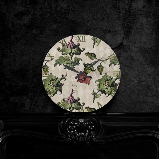 Apothecary Witch Plant | Steampunk Botanical Herbs Round Clock (Creator Uploaded)