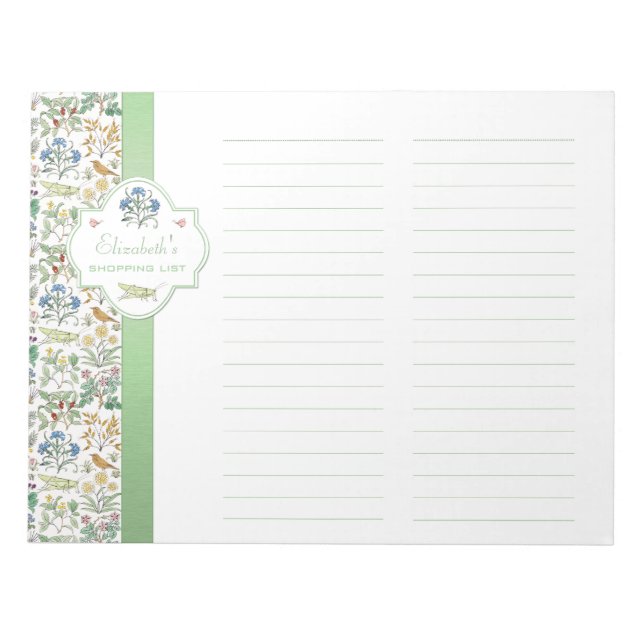 Apothecary's Garden Custom Shopping List Notepad (Front)