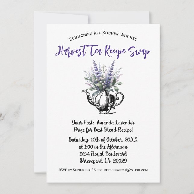 Apothecarys' Harvest Herbal Tea Party Invitation (Front)