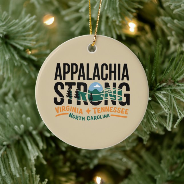Appalachia Strong Mountain Outdoors Hiking NC  Ceramic Ornament (Tree)