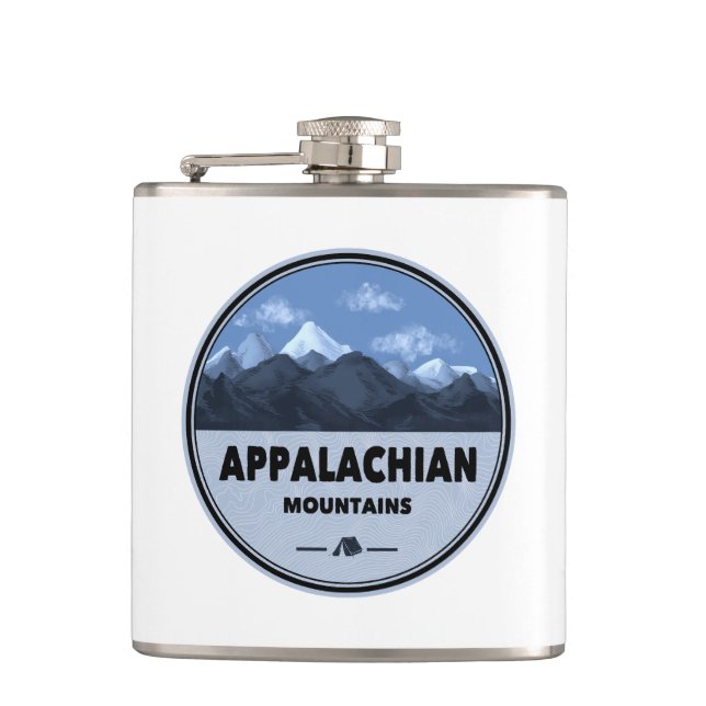Appalachian Mountains Camping Hip Flask (Front)