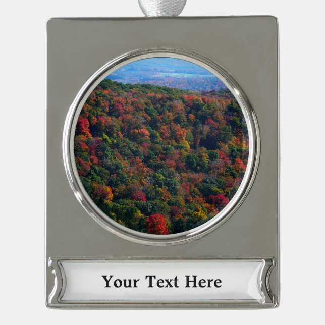 Appalachian Mountains in Fall Silver Plated Banner Ornament (Front)