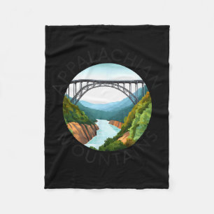 Appalachian Mountains New River Gorge Bridge West Fleece Blanket