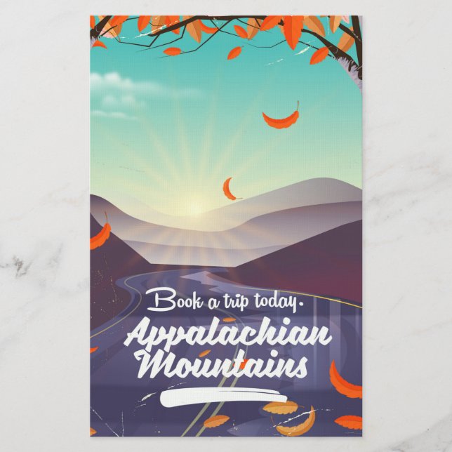 Appalachian Mountains vintage travel poster Stationery (Front)