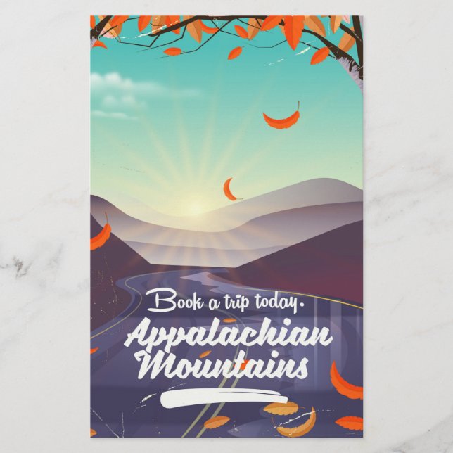 Appalachian Mountains vintage travel poster Stationery (Front)