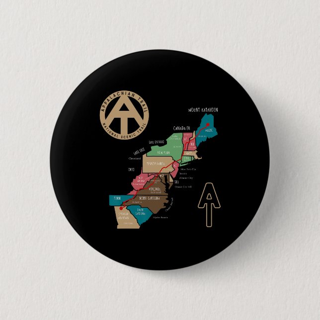 Appalachian Trail Hiking Map  6 Cm Round Badge (Front)