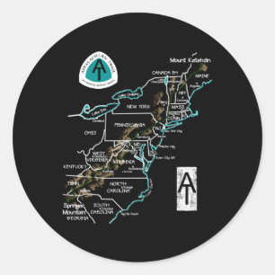 Appalachian Trail Hiking Map Classic Round Sticker
