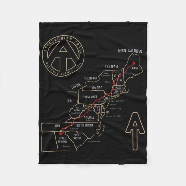 Appalachian Trail Hiking Map  Fleece Blanket (Front)