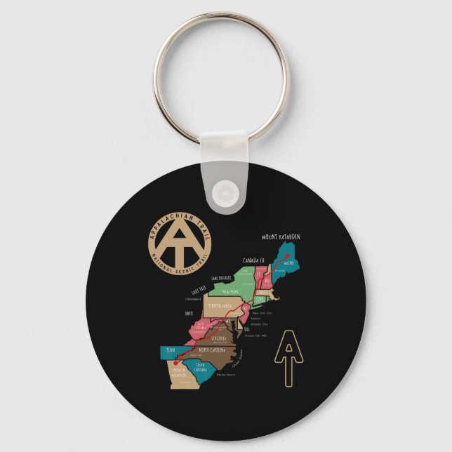 Appalachian Trail Hiking Map  Key Ring (Front)