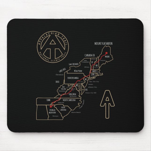Appalachian Trail Hiking Map  Mouse Pad (Front)