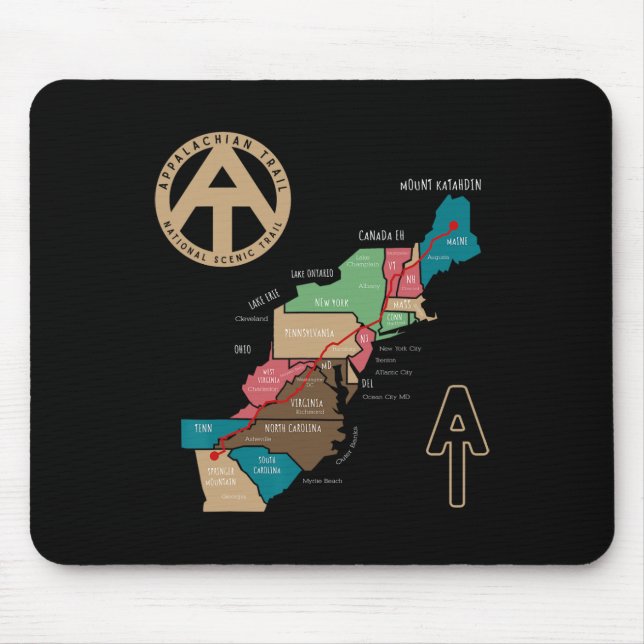 Appalachian Trail Hiking Map  Mouse Pad (Front)