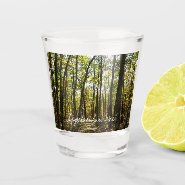 Appalachian Trail in October at Shenandoah Shot Glass (Front)