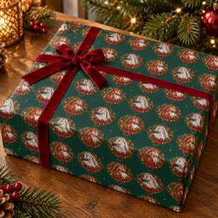 Appaloosa Christmas Wreaths Holiday Wrapping Paper