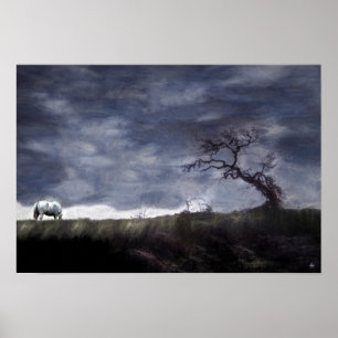 Appaloosa Grazing Under Stormy Skies Poster