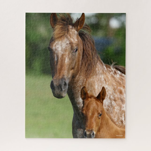 Appaloosa Horse Mare and Foal Headshot Jigsaw Puzzle (Vertical)